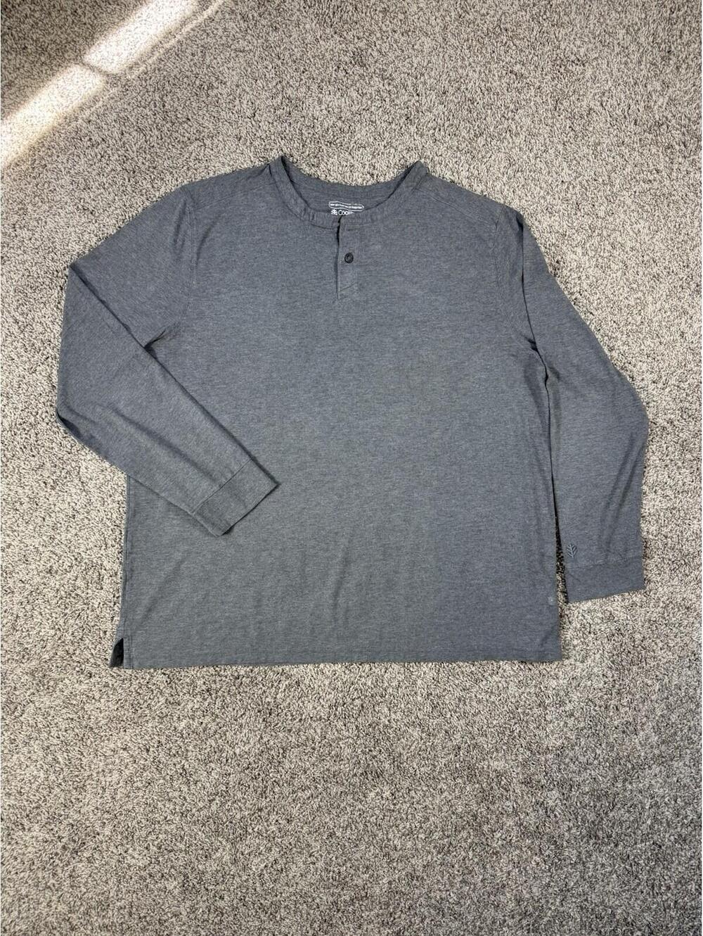 Coolibar Mojave Henley Shirt Mens XXL Gray UPF 50+ Sun Protection Long Sleeve